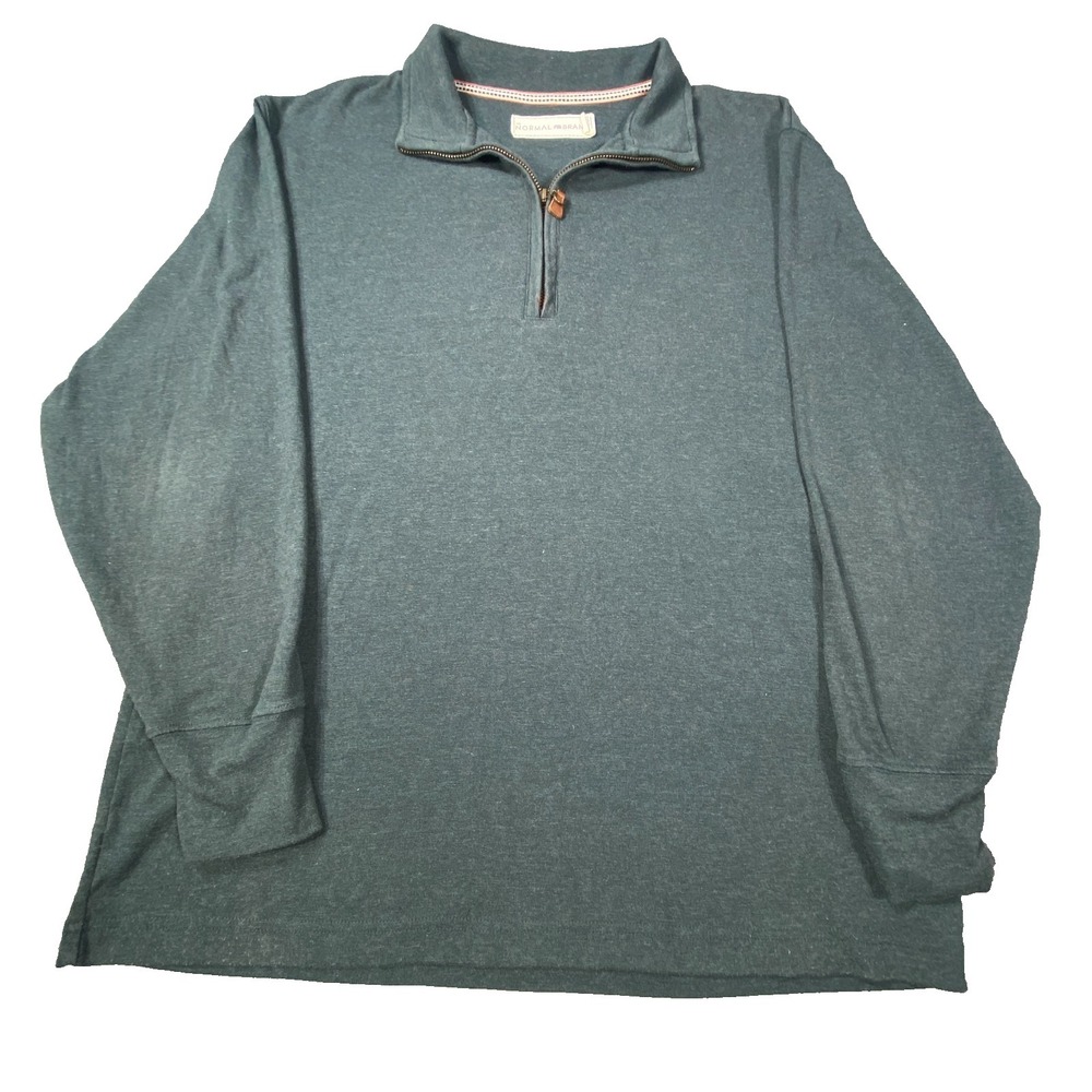 The Normal Brand 1/4 Zip Pullover‎ Mens Large Green Long Sleeve Sweater Stretch